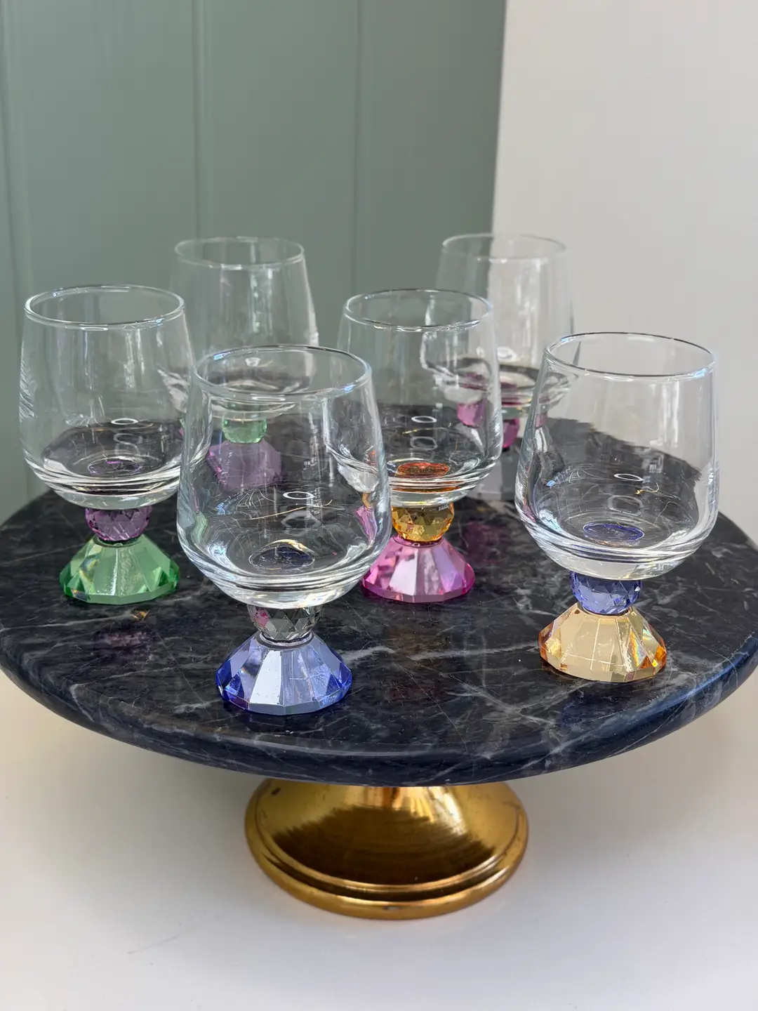 6Lı Kristal Taşlı Kahve Yanı Su Bardağı